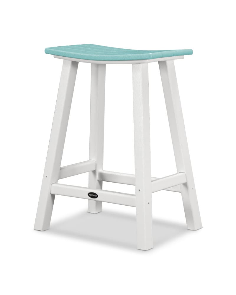 Contempo 24" Saddle Counter Stool in White / Color-Vibrant