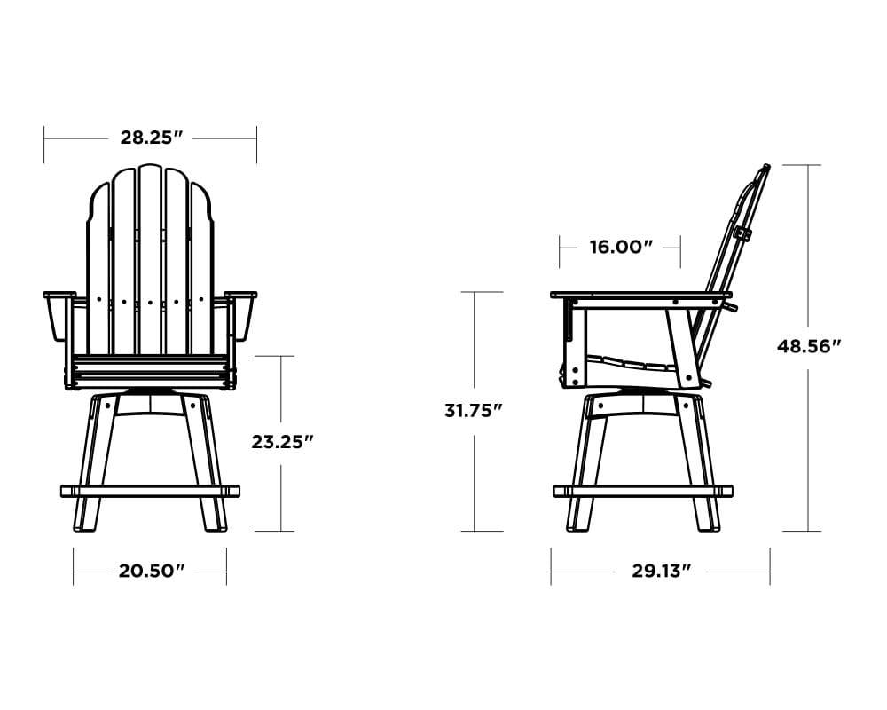 Vineyard Curveback Adirondack Swivel Counter Chair- Vintage - Image 2