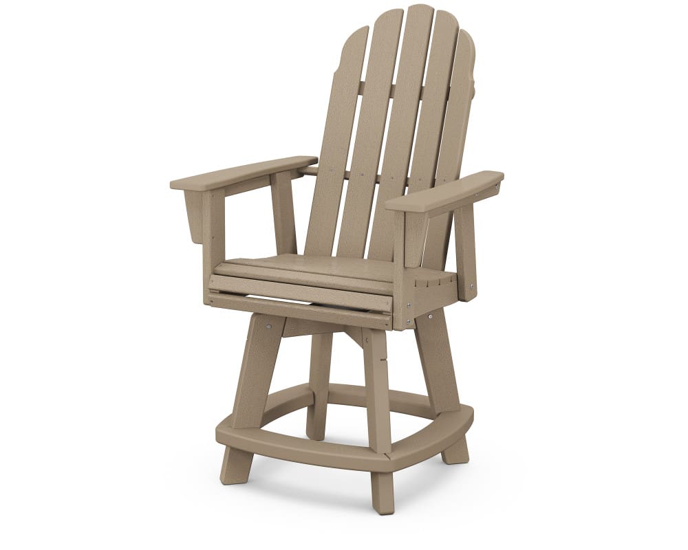 Vineyard Curveback Adirondack Swivel Counter Chair- Vintage