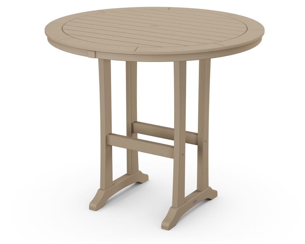 Nautical Trestle 48" Round Bar Table- Vintage