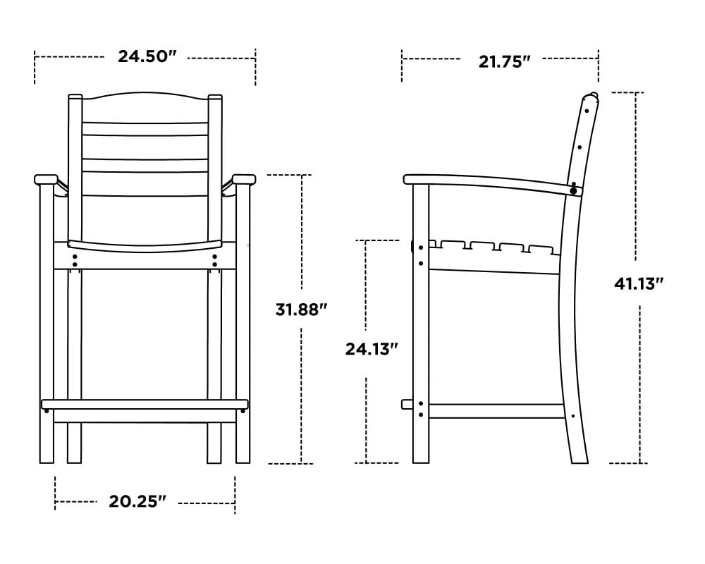 Traditional Garden Counter Arm Chair - Image 2