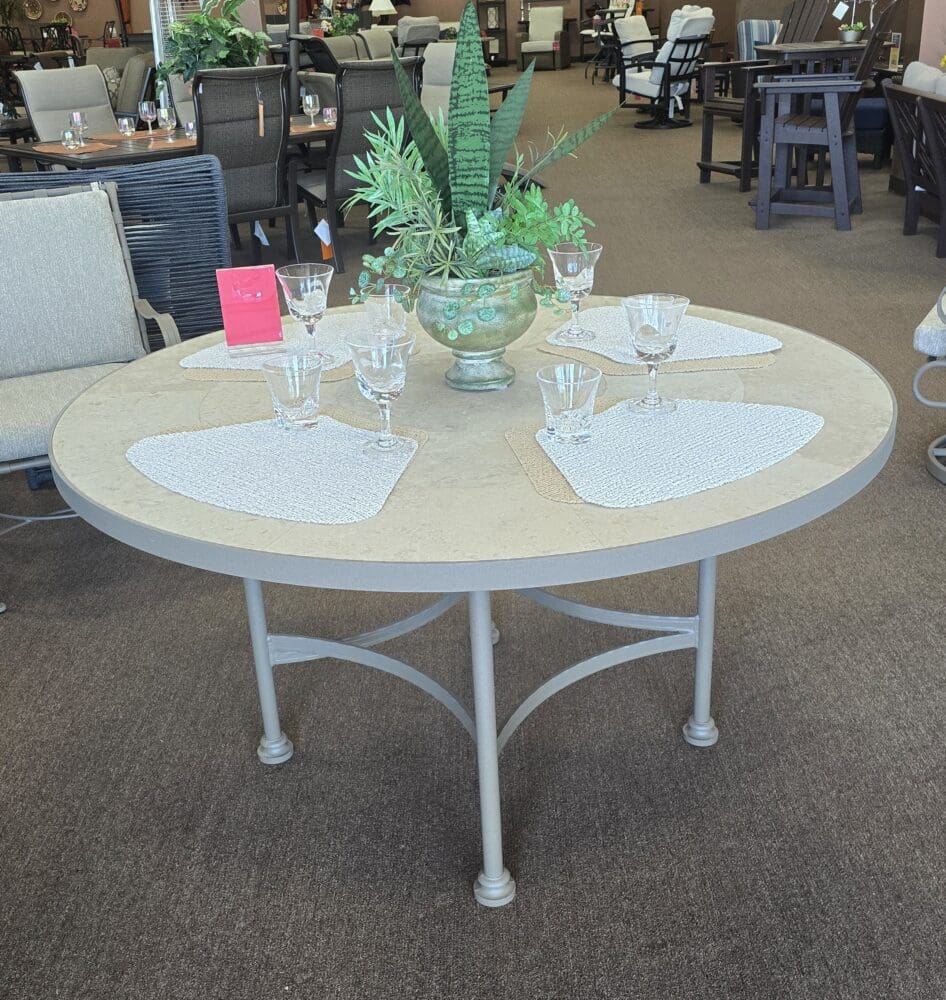 54" Rd Fresco Porcelain Dining Table